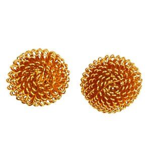 Gold-Toned Women's Textured Spiral Stud Earrings
